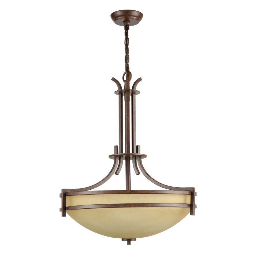 Bronze Rustic Scavo Glass Foyer Pendant Chandelier - 5 Lights | Claxy