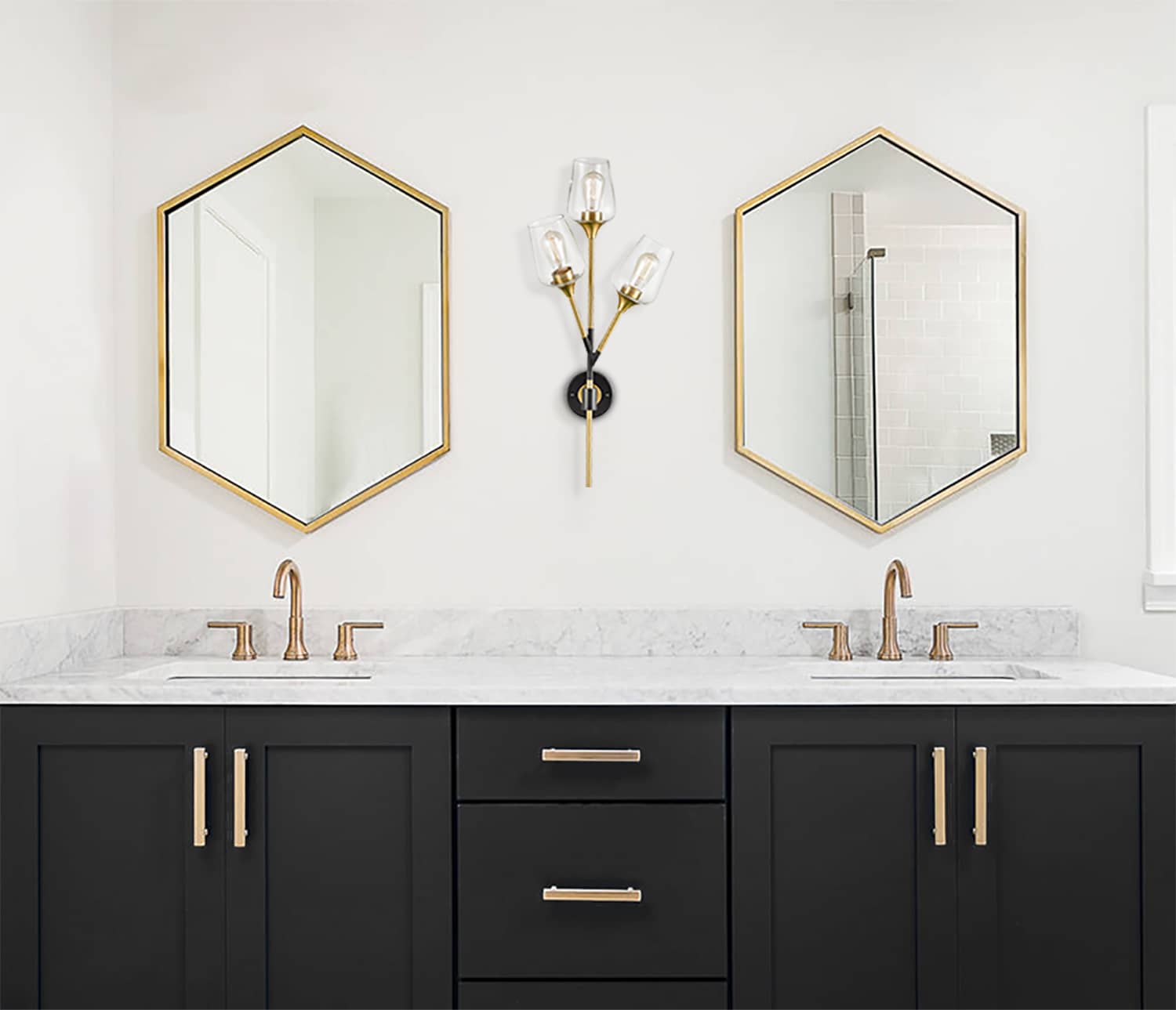 Modern Clear Glass Wall Sconces Brass Bathroom Vanity Lighting - CLAXY
