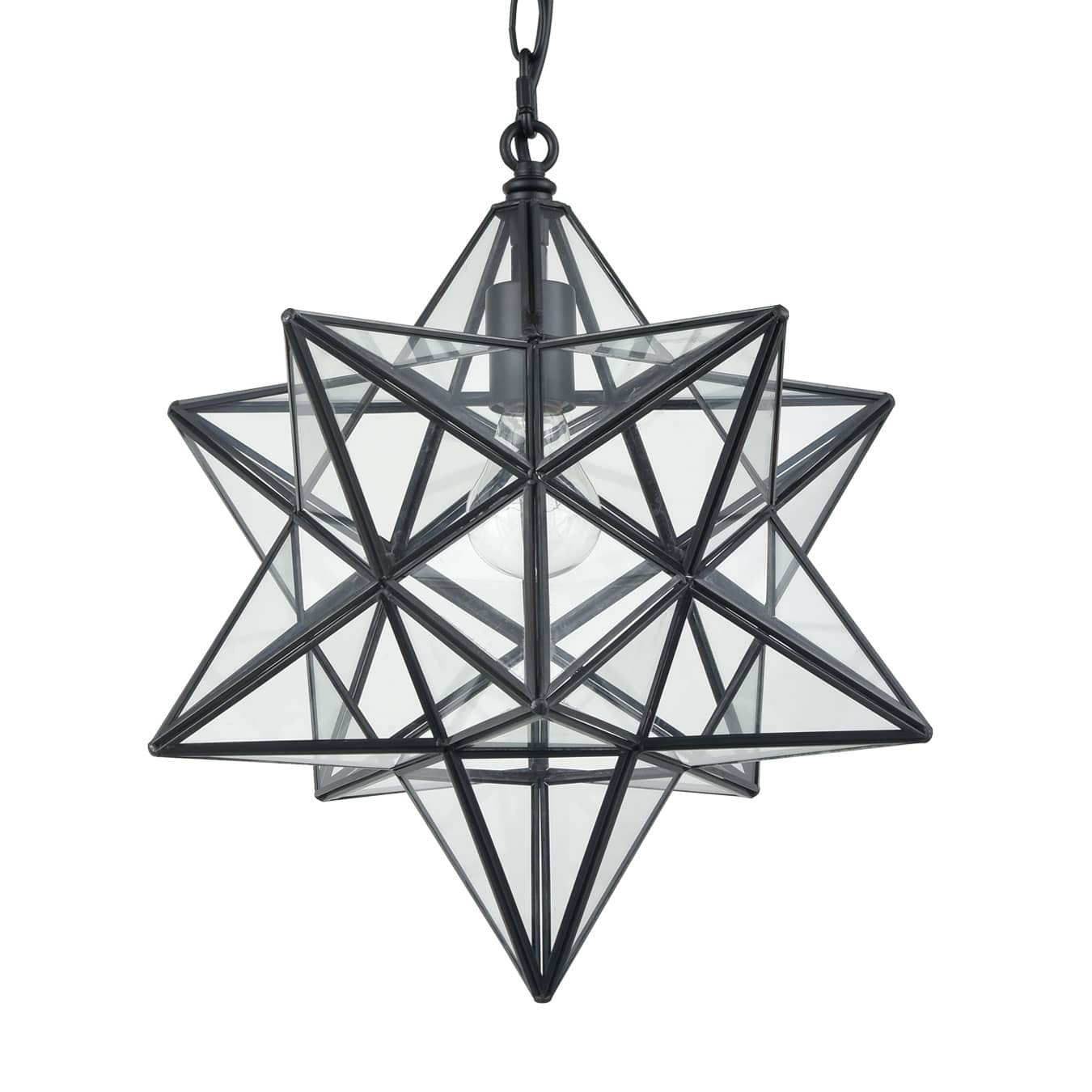 Modern Moravian Star Pendant Light Clear Glass Shade 16