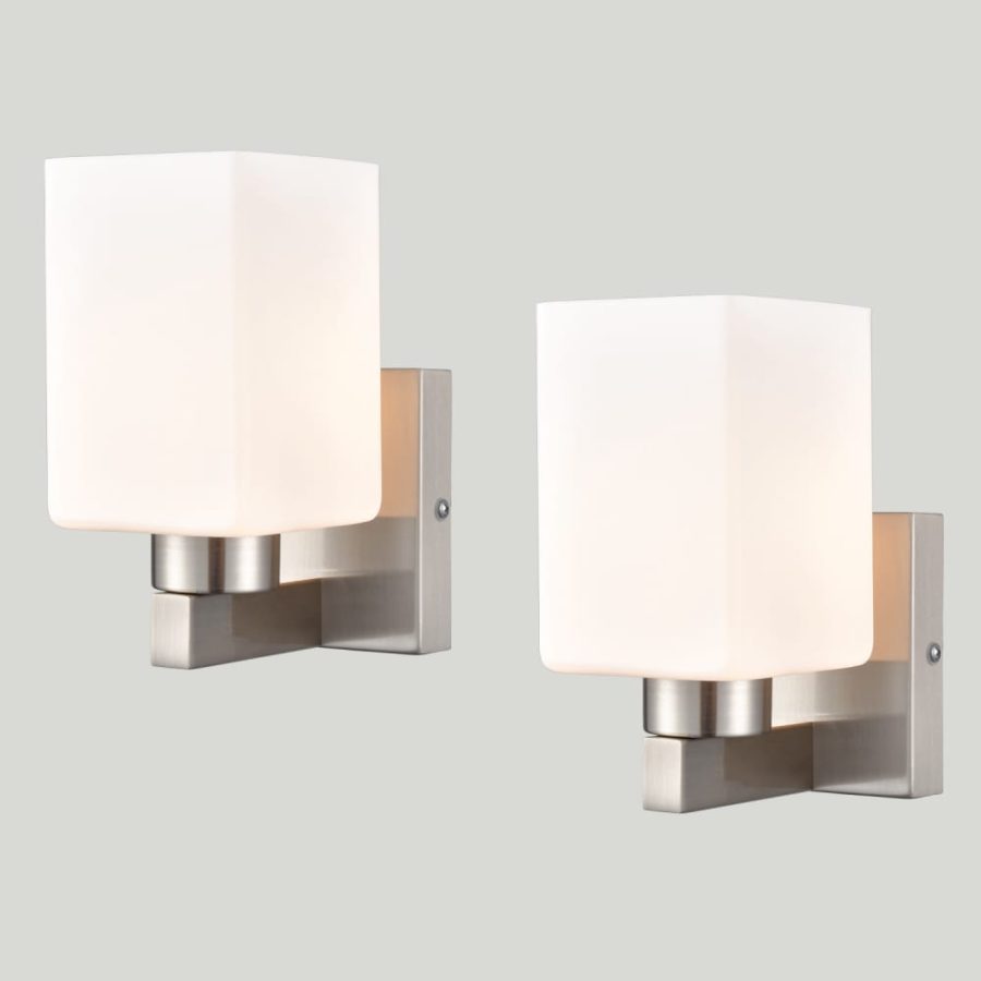 2-Pack Brushed Nickel Wall Sconce Bathroom Light | Claxy