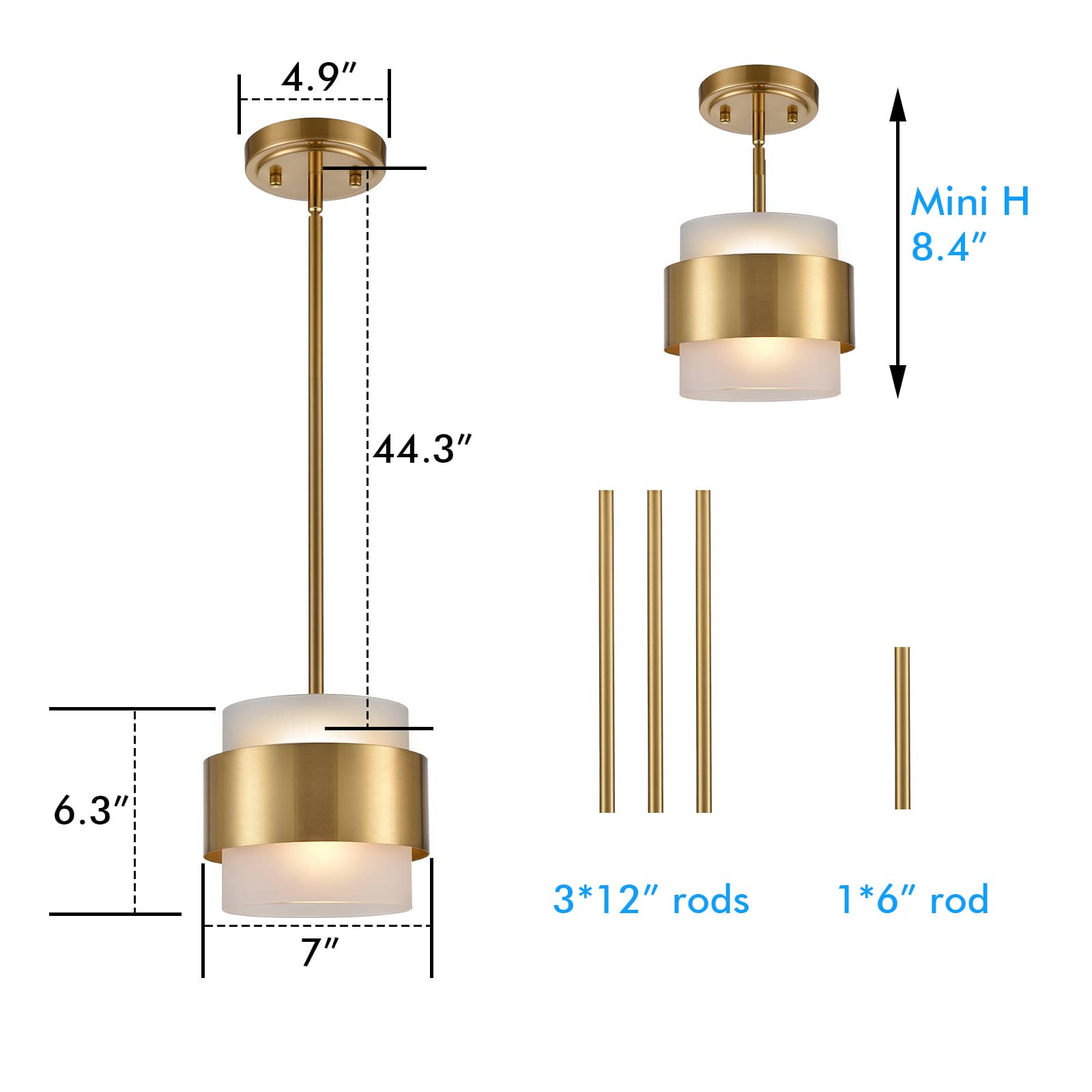 Modern Brass Pendant Light mini Glass Kitchen Hanging Light